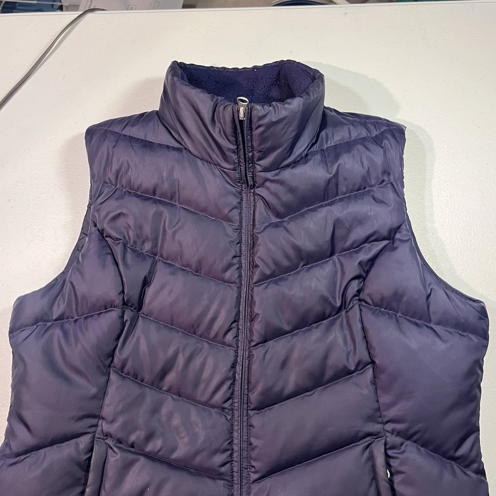 Eddie Bauer EB550 Women SZ L Down Puffer Quilted Plum Purple Vest Outdoors Layer